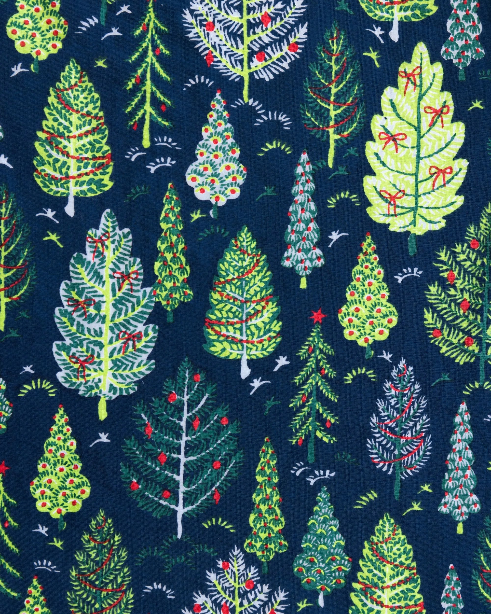 Twinkling Trees - Flannel Long Sleeve Top & Shorts Set - Indigo
