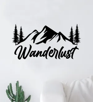 Wanderlust Mountains Trees Wall Decal Sticker Vinyl Art Decor Bedroom Boy Girl Baby Nursery Adventure Travel