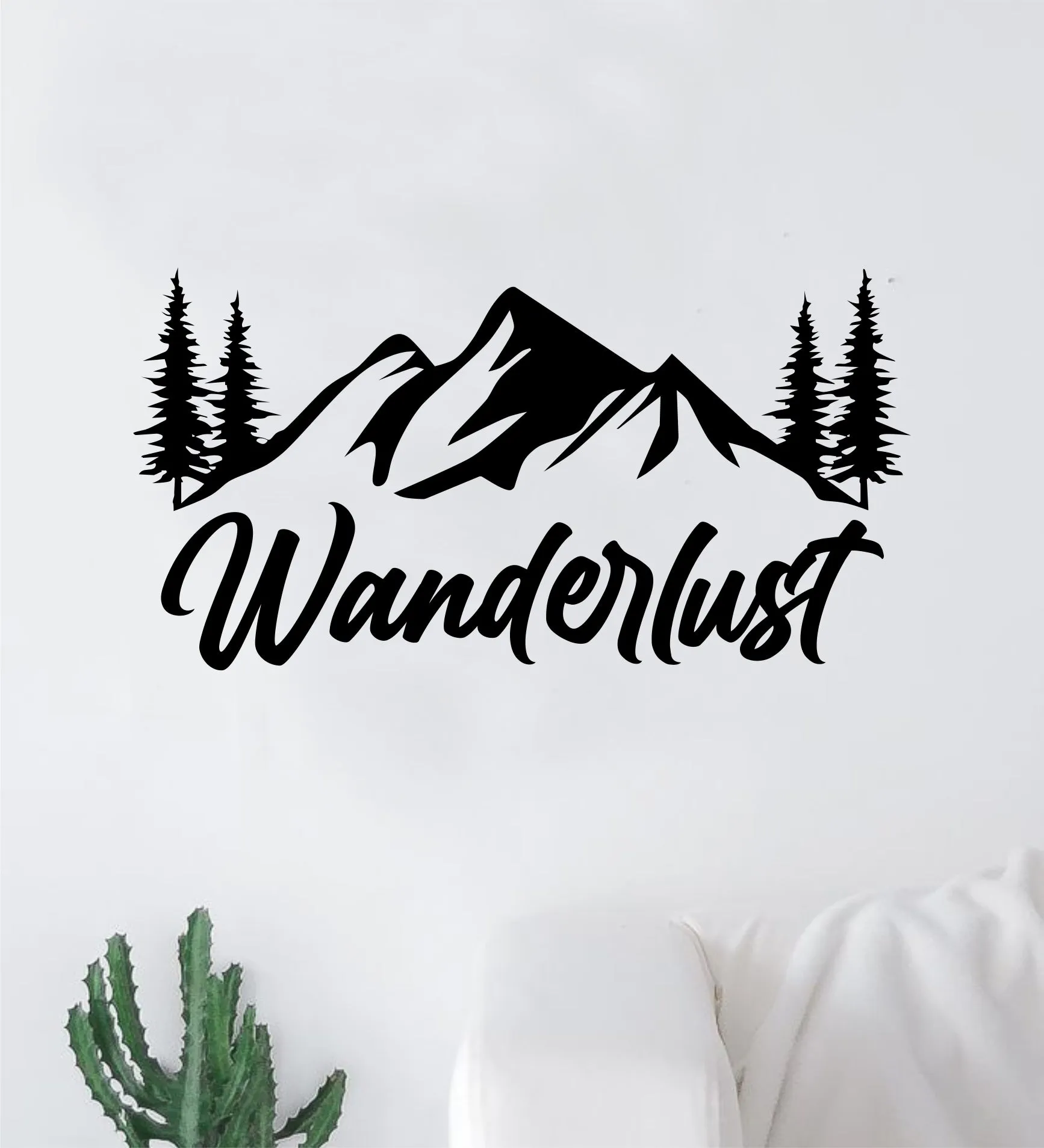 Wanderlust Mountains Trees Wall Decal Sticker Vinyl Art Decor Bedroom Boy Girl Baby Nursery Adventure Travel